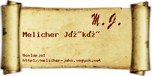 Melicher Jákó névjegykártya